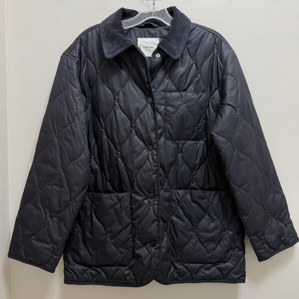 Everlane Quilted Ranch Jacket Chore Barn Corduroy Collar Black Size M - Picture 4 of 9